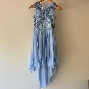 Rare Editions Blue High Low Sequin Dress